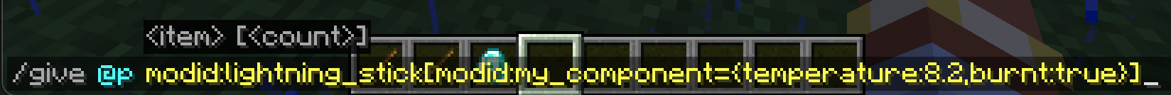 Дійсна команда give, яка показує обидва властивості